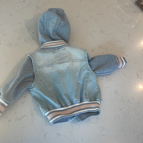 12 mo jean sweatshirt jacket with detachable hood nwt - Picture 2 of 2